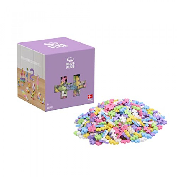 PLUS PLUS - Juego abierto - 600 piezas - Mezcla de colores pastel, juguete de construcción con tallo, mini bloques de rompecabezas entrelazados para niños