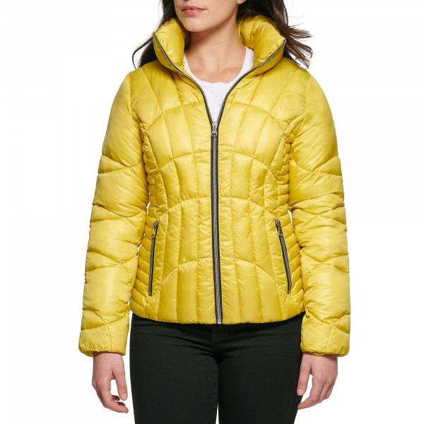 GUESS Otoño, Puffer, Chaquetas Acolchadas para Mujer, Resaltador, Mediano