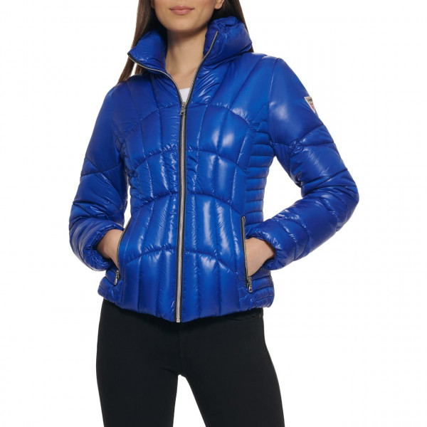 GUESS Otoño, Puffer, Chaquetas Acolchadas para Mujer, Índigo, Mediano