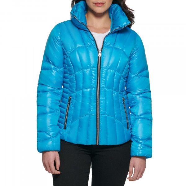 GUESS Otoño, Puffer, Chaquetas Acolchadas para Mujer, Cielo, Mediano