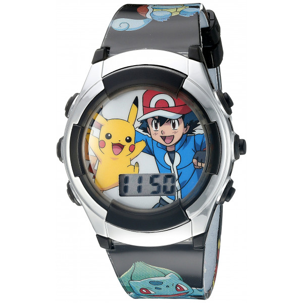 Reloj digital Pokemon para niños de Accutime – Pikachu y Ash, pantalla LCD fácil de leer, reloj de pulsera educativo de cuarzo, duradero y divertido, regalo ideal para niños y niñas – Modelo POK3018