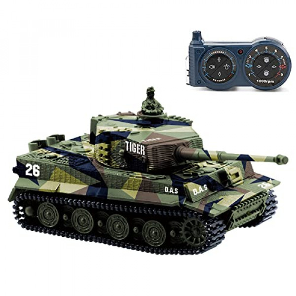 Cheerwing 1:72 German Tiger I Panzer Tank Control remoto Mini RC Tank con torreta giratoria y sonido