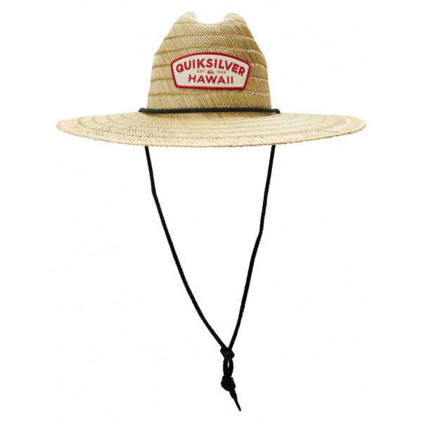 Quiksilver Pierside Lifeguard Beach Sun Sombrero de Paja para Hombre, Negro/Hawái, Grande