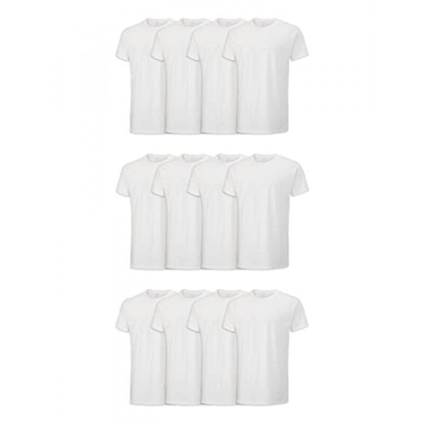 Fruit of the Loom Camiseta de algodón Eversoft Stay Tucked Crew para hombre, paquete regular de 12, blanco, 3X_l