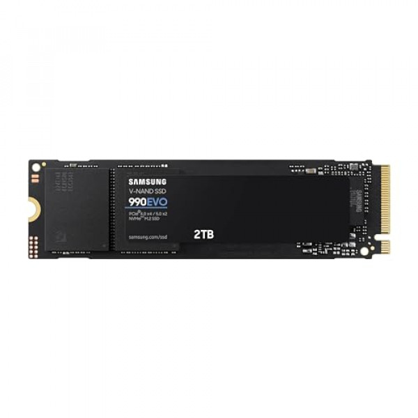 SAMSUNG 990 EVO SSD 2TB, PCIe Gen 4x4, Gen 5x2 M.2 2280 NVMe Unidad interna de estado sólido, velocidades de hasta 5000 MB/s, almacenamiento actualizado para PC, portátil, MZ-V9E2T0B/AM, negro