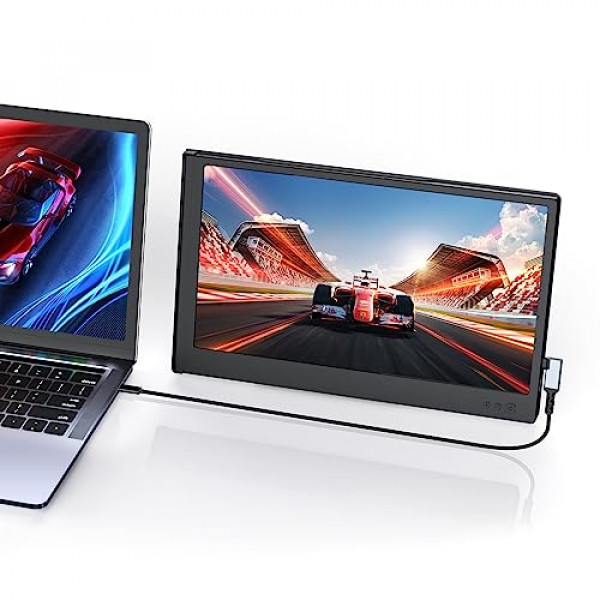 Kwumsy Monitor portátil para computadora portátil de 11,6 '', resolución HD de 1366 * 768P, Plug and Play, Compatible con Sistema MAC/Windows/Android/Chrome/Linux, Extensor de Monitor para computadora portátil