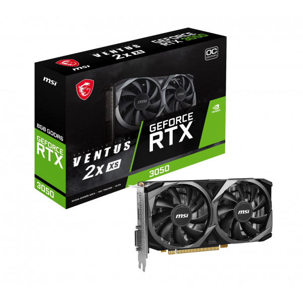 MSI Gaming GeForce RTX 3050 8GB GDRR6 128-Bit HDMI/DP PCIe 4 Torx Twin Fans Ampere OC Tarjeta gráfica (RTX 3050 Ventus 2X XS 8G OC)