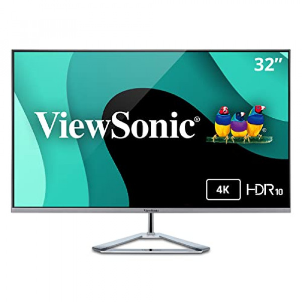 ViewSonic VX3276-4K-MHD Monitor 4K UHD de 32 pulgadas con biseles ultrafinos, HDR10 HDMI y DisplayPort para el hogar y la oficina
