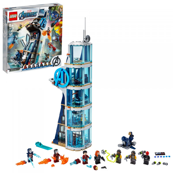 LEGO Marvel Avengers: Avengers Tower Battle 76166 Juguete de construcción coleccionable con escenas de acción y minifiguras de superhéroes; Genial regalo de cumpleaños o vacaciones (685 piezas)