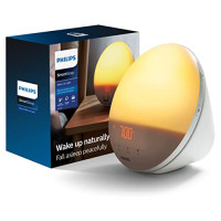 Philips SmartSleep Despertador con luz, simulación de amanecer y atardecer en colores, 5 sonidos naturales, radio FM y lámpara de lectura, repetición con toque, HF3520/60