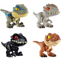Mattel Jurassic World Dinosaur Snap Squad Coleccionables para exhibición, juego y función Snap On para sujetar a mochilas, paquetes de almuerzo y más