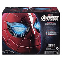 Casco electrónico Spider-Man Marvel Legends Series Iron Spider con ojos brillantes, 6 configuraciones de luz y ajuste ajustable, rojo