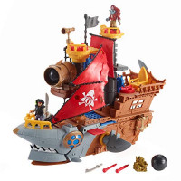 Fisher-Price Imaginext Shark Bite Barco Pirata, Juego con Figuras Piratas y Accesorios para niños en Edad Preescolar de 3 a 8 años