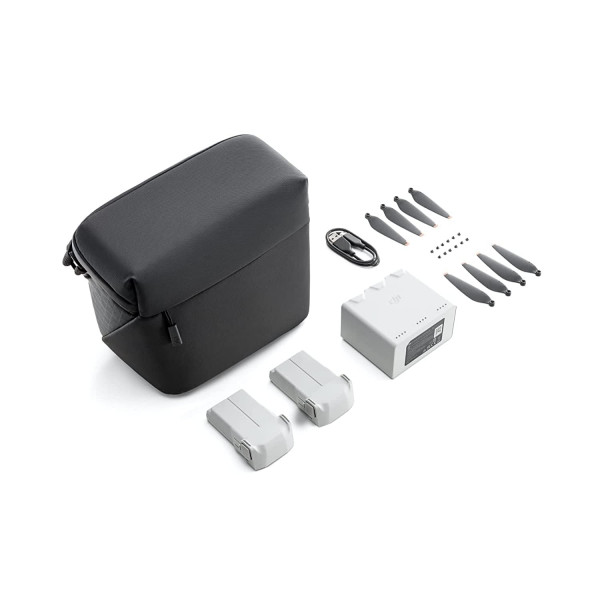 DJI Mini 3 Pro Fly More Kit Plus, incluye dos baterías de vuelo inteligentes Plus, un concentrador de carga bidireccional, control remoto, cable de datos, bolso de hombro, hélices de repuesto y tornillos, negro