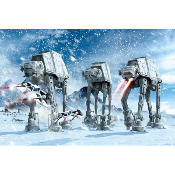 Póster de Star Wars: At-At Walkers en el paisaje congelado de Hoth, 36 x 24, impresión artística de la película