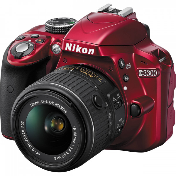 Nikon D3300 24.2 MP CMOS SLR digital con enfoque automático-S DX NIKKOR 18-55 mm f/3.5-5.6G VR II Lente de zoom (rojo)