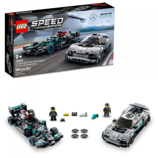 LEGO Speed ​​Champions Mercedes-AMG F1 W12 E, Juego de autos de juguete Performance & Project One, Kit de construcción de auto modelo Mercedes, Juguete de auto de carreras coleccionable, Gran regalo de auto para niños y adolescentes, 76909