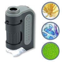 Carson MicroBrite Plus 60x-120x Microscopio de bolsillo con luz LED, microscopio portátil de mano para adultos, mini microscopio para laboratorio de ciencias estudiantiles, microscopio portátil educativo STEM (MM-300)