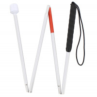 Mondo Medical bastón ciego bastón de movilidad – bastón reflectante rojo y blanco de 51 pulgadas con punta de bola de malvavisco, bastón plegable para personas con discapacidad visual para hombres y mujeres