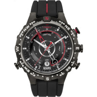 Timex T2N720 Reloj inteligente de cuarzo con brújula y temperatura de marea para hombre, correa de silicona negra