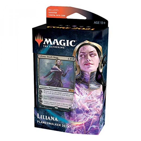 Magic: The Gathering Baraja Planeswalker de la maga de la muerte Liliana | Conjunto básico 2021 (M21) | Mazo de inicio de 60 cartas
