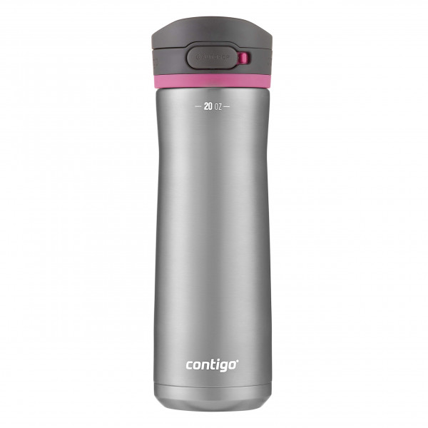 Contigo Jackson Chill 2.0 Botella de agua de acero inoxidable con aislamiento al vacío, tecnología de tapa segura para viajes a prueba de fugas, mantiene las bebidas frías durante 12 horas, acero de 20 oz/fruta del dragón