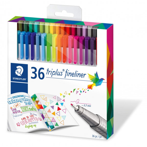 STAEDTLER Juego de bolígrafos de color, juego de 36 colores surtidos (bolígrafos Triplus Fineliner)