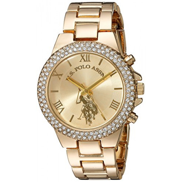 Asociación de Polo de EE. UU. Reloj analógico de cuarzo dorado con pantalla analógica usc40032 para mujer