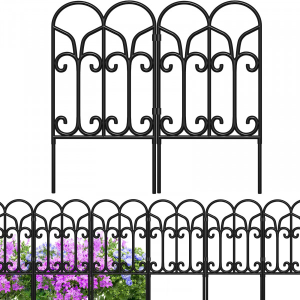 AMAGABELI GARDEN & HOME 10 paneles decorativos cercas y bordes de jardín para perros 22 pulgadas (H) × 10 pies (L) Paneles de cerca de metal sin excavación Borde de jardín Valla de borde para barrera de animales Cercado para macizos de flores Patio