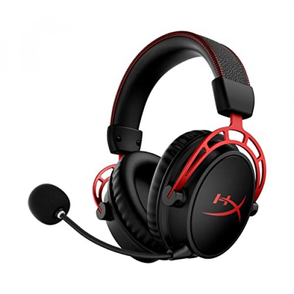 HyperX Cloud Alpha Wireless - Auriculares para juegos para PC, duración de batería de 300 horas, DTS Headphone:X Spatial Audio, espuma viscoelástica, controladores de doble cámara, micrófono con cancelación de ruido, marco de aluminio duradero, rojo