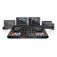 Reloop Mixon 8 Pro Controlador de DJ híbrido profesional de 4 canales de construcción robusta para Serato DJ Pro y Algoriddim DJAY Pro AI con pantallas en tiempo real