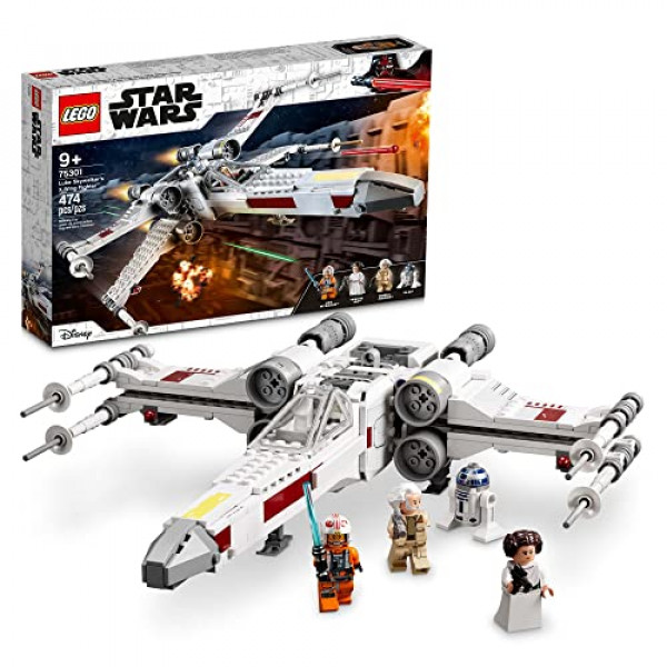 LEGO Star Wars Luke Skywalker's X-Wing Fighter 75301 Juego de juguetes de construcción: minifigura de la princesa Leia, figura del droide R2-D2, nave espacial Jedi de las películas de la trilogía clásica, gran regalo para niños, niñas y niños