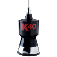 K40 K40A Kit de antena CB de carga base de 57,25 con látigo de acero inoxidable y logotipo K40 negro/rojo