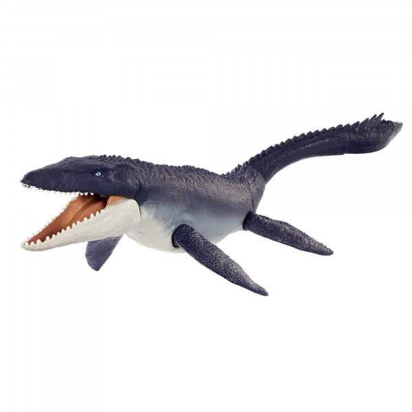 Jurassic World Toys Ocean Protector Mosasaurus Dinosaurio Figura de acción esculpida con articulaciones móviles hecha de 1 libra de plástico Oceanbound, juguete para niños a partir de 4 años