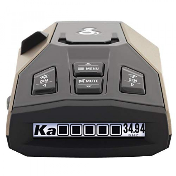 Detector de radar láser Cobra RAD 450: largo alcance, filtro de alerta falsa, alerta de voz y pantalla OLED, negro, RAD450