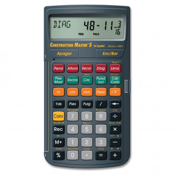 Calculated Industries 4054 Construction Master 5 en Español Construction Foot-Inch-Fraction Calculator for Carpenters [Calculadora de construcción con pies, pulgadas y fracciones para carpinteros]