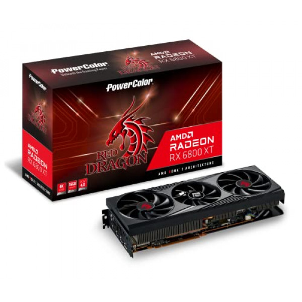 Tarjeta gráfica para juegos PowerColor Red Dragon AMD Radeon™ RX 6800 XT con memoria GDDR6 de 16 GB, tecnología AMD RDNA™ 2, Raytracing, PCI Express 4.0, HDMI 2.1, AMD Infinity Cache