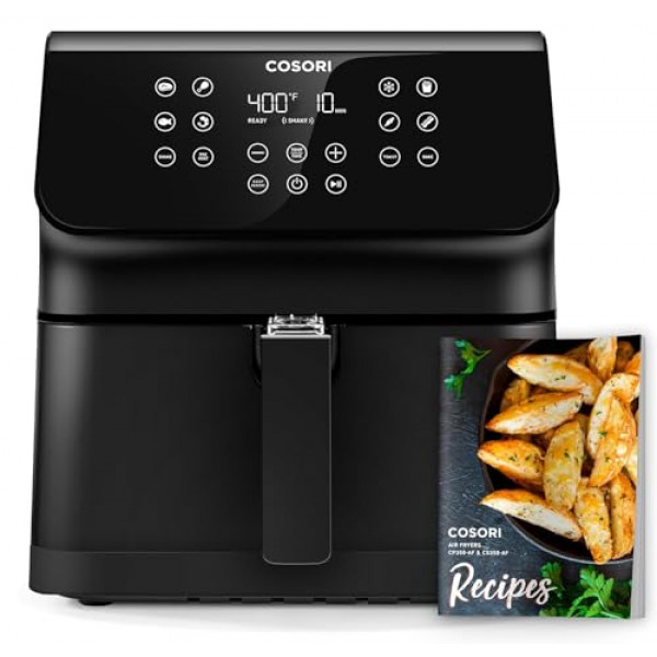 COSORI Pro II Air Fryer Oven Combo, 5.8QT Airfryer grande que tuesta, hornea, funciones personalizables 12 en 1, libro de cocina y recetas en línea, cesta cuadrada antiadherente y desmontable, apto para lavavajillas, negro