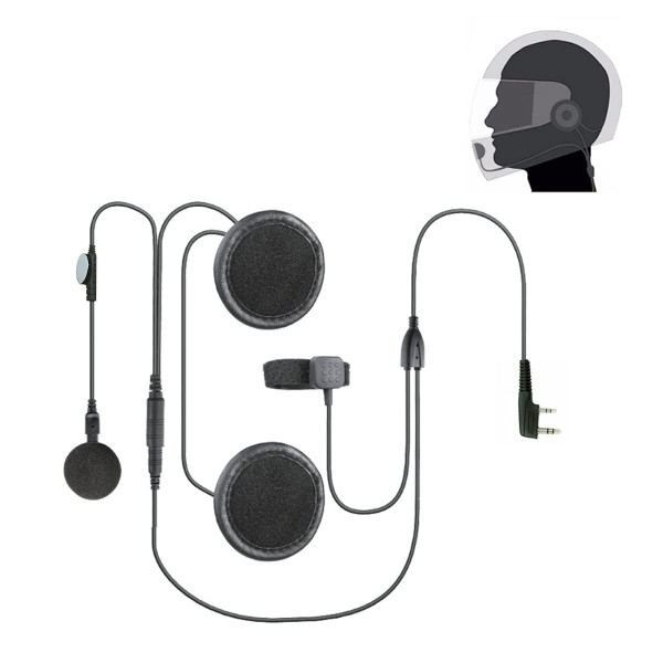 BAOFENG Kit de casco 2 PIN Auriculares integrales para motocicleta Auricular Micrófono Ken Wood/WOU Xun/Pu Xing/Lin ton Radio bidireccional Walkie Talkie, Negro