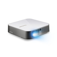 Proyector portátil ViewSonic M2e 1080p con 1000 lúmenes LED, Keystone H/V, enfoque automático, parlantes Bluetooth Harman Kardon, HDMI, USB C, almacenamiento de 16 GB, transmisión de Netflix con dongle