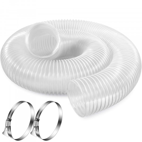 Manguera de recolección de polvo de 4 pulgadas x 10 pies - Mangueras flexibles de PVC transparente resistentes a perforaciones para desechos de polvo y humos - Reforzadas con hélice de alambre recubierto