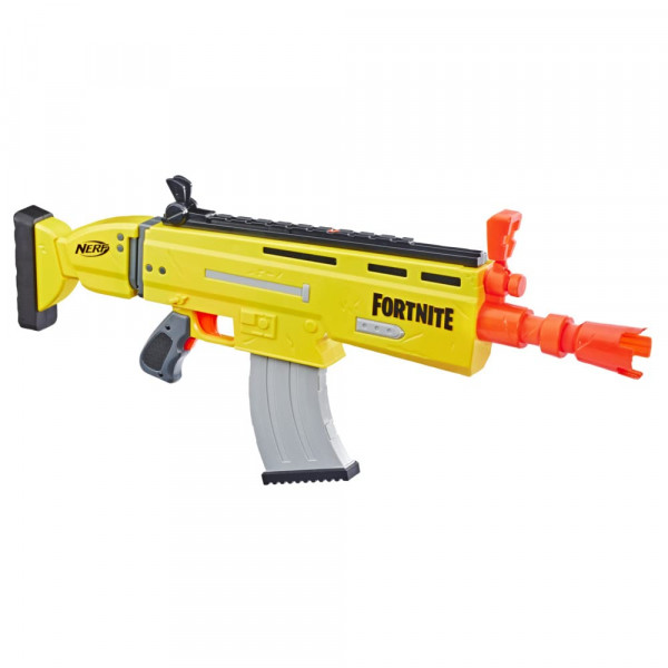 Nerf Fortnite AR-L Lanzador de dardos motorizado Nerf Elite, juguete motorizado, 20 dardos Nerf oficiales, miras abatibles para jóvenes, adolescentes y adultos
