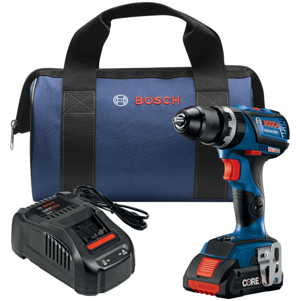 BOSCH GSB18V-535CB15 18V EC Sin escobillas Listo para conectar 1/2 pulg. Taladro/destornillador de percusión con (1) batería de potencia avanzada CORE18V® de 4 Ah