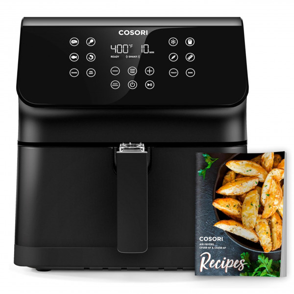 COSORI Freidora de aire 12 en 1 de 5,8 cuartos, tostadas, horneado, información nutricional para más de 100 recetas en la aplicación, cocina rápida AdaptIQ Tech, para platos principales y guarniciones, refrigerios, sobras, cesta cuadrada desmontable, apta