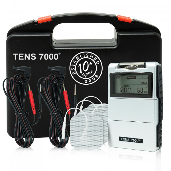 TENS 7000 Unidad TENS digital con accesorios - Unidad TENS Estimulador muscular para aliviar el dolor de espalda, aliviar el dolor de hombros, aliviar el dolor de cuello, aliviar el dolor de ciática, aliviar el dolor de nervios