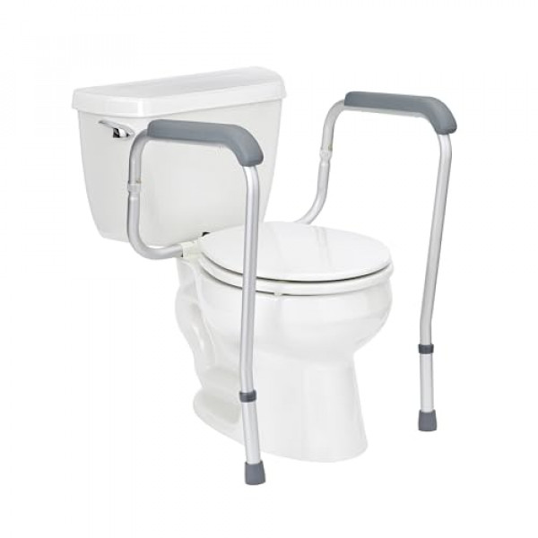 Medline Barra de seguridad para inodoro para personas mayores con fácil instalación, marco de seguridad para inodoro ajustable en altura, barra auxiliar para baño con reposabrazos, seguridad para el baño, capacidad de peso de 250 lb