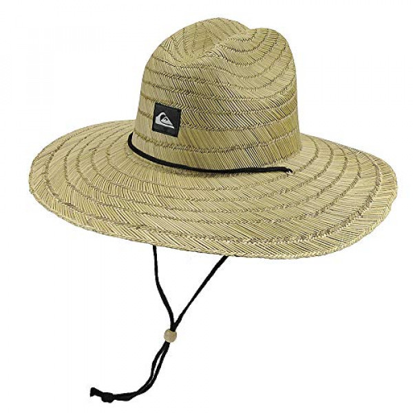 Quiksilver Pierside Straw Lifeguard Beach Sombrero de Sol de Paja para Hombre, Natural/Negro, Pequeño-Mediano EE. UU.