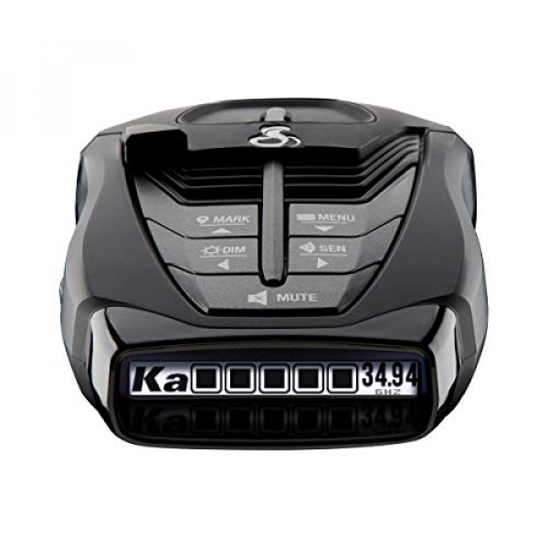 Detector de radar láser Cobra RAD 480i: detección de largo alcance, Bluetooth, aplicación Drive Smarter®, detección delantera y trasera LaserEye, procesamiento de señal digital, negro