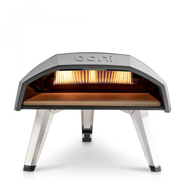Horno de pizza a gas Ooni Koda de 12 – Horno de pizza de propano para exteriores de 28 mbar, horno de pizza portátil para pizzas al fuego y al horno de piedra de 12 pulgadas, con manguera de gas y regulador, pizzera de encimera, cocina para pizza al aire 