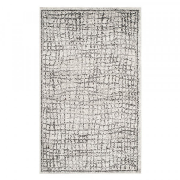 SAFAVIEH Adirondack Collection 6' Redondo Plata / Marfil ADR103B Alfombra moderna abstracta que no se desprende comedor entrada vestíbulo sala de estar dormitorio